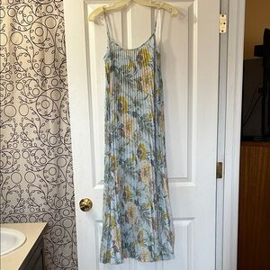 Vince Marine Garden Pleated Cami Dress in Surf Mist, Size S